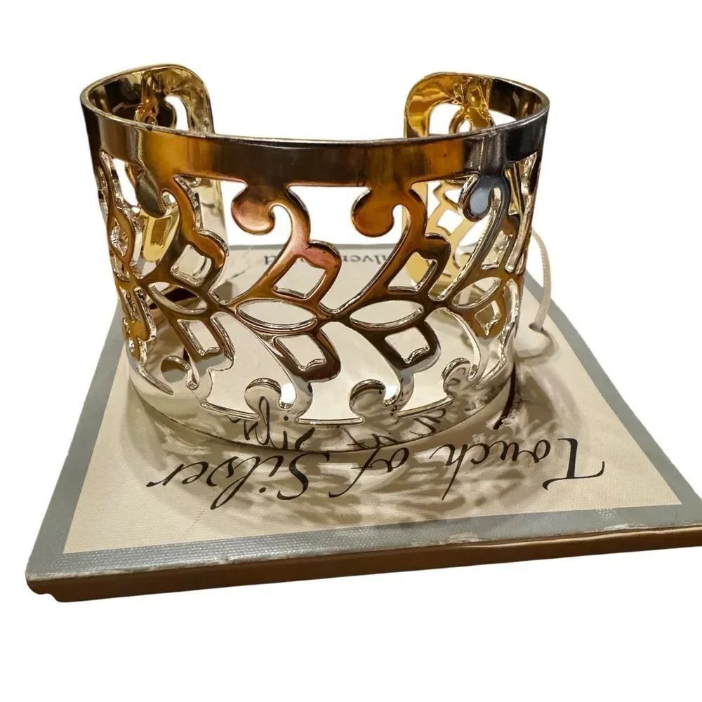 Touch of Silver cut out Silver Tone Cuff Bracelet